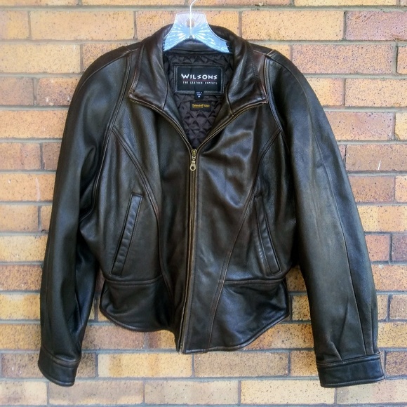 Wilson's Cropped Brown Leather Jacket Zip Liner M - Picture 4 of 8